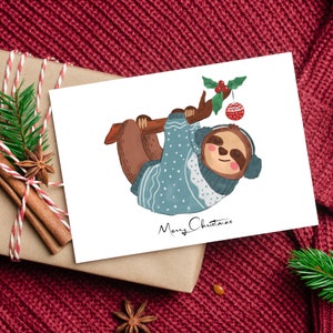 Aquarel Kerstkaart Horizontale Merry Mhristmas Teken Grappige Kerstkaarten Hilarische Kerstkaarten Individuele Kerstkaart