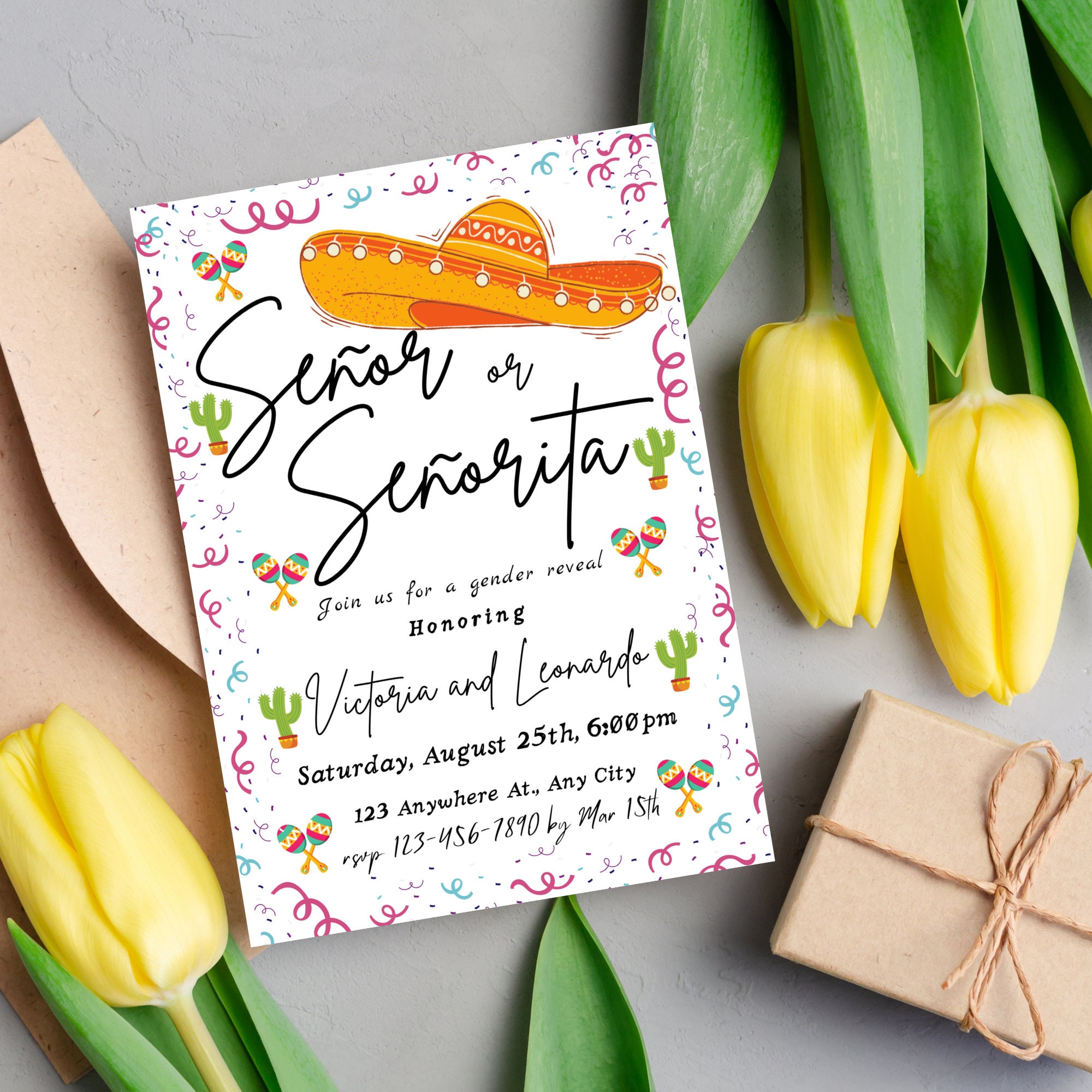 Mexican Gender Reveal Invitation Gender Reveal Mexican Theme Etsy