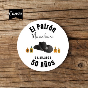 El Patrón Sticker Patron Tequila Patron Tequila Sticker Tequila Birthday Party Tequila Party Favors Tequila Favors 55th Birthday Party