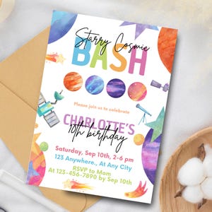 Galaxy Party Invitation Galaxy Theme Invitation Galaxy Birthday Invitations 11th Birthday 14th Birthday 13th Birthday 8th Birthday 7th 6th