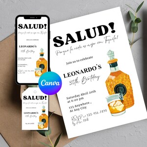 Patron Tequila Invitation Editable tequila party invitation Salt Tequila Lime Tequila Birthday Invitation Agave Tequila Mas Tequila 28th 36