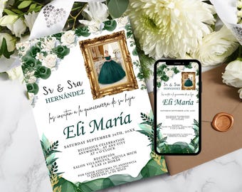 Quitten-Einladung Quinceaneras-Einladung XV-Einladung Quinceamaßa Quinceamaßa Template Print-Einladung Girly-Einladung Digital