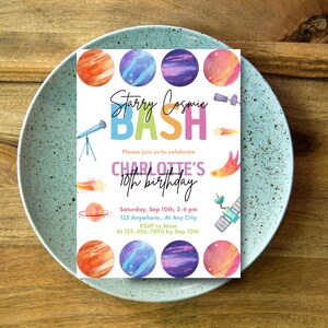 Galaxy Theme Invitation Galaxy Birthday Invitations Galaxy Party Invitation 5th Birthday 8th Birthday 6th Birthday 9th Birthday 10th 11th