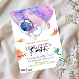 Galaxy Birthday Invitations 5th Borthday 7th Birthday 9th Birthday Galaxy Theme Invitation Galaxy Party Invitation 11th Birthday 6th 12th