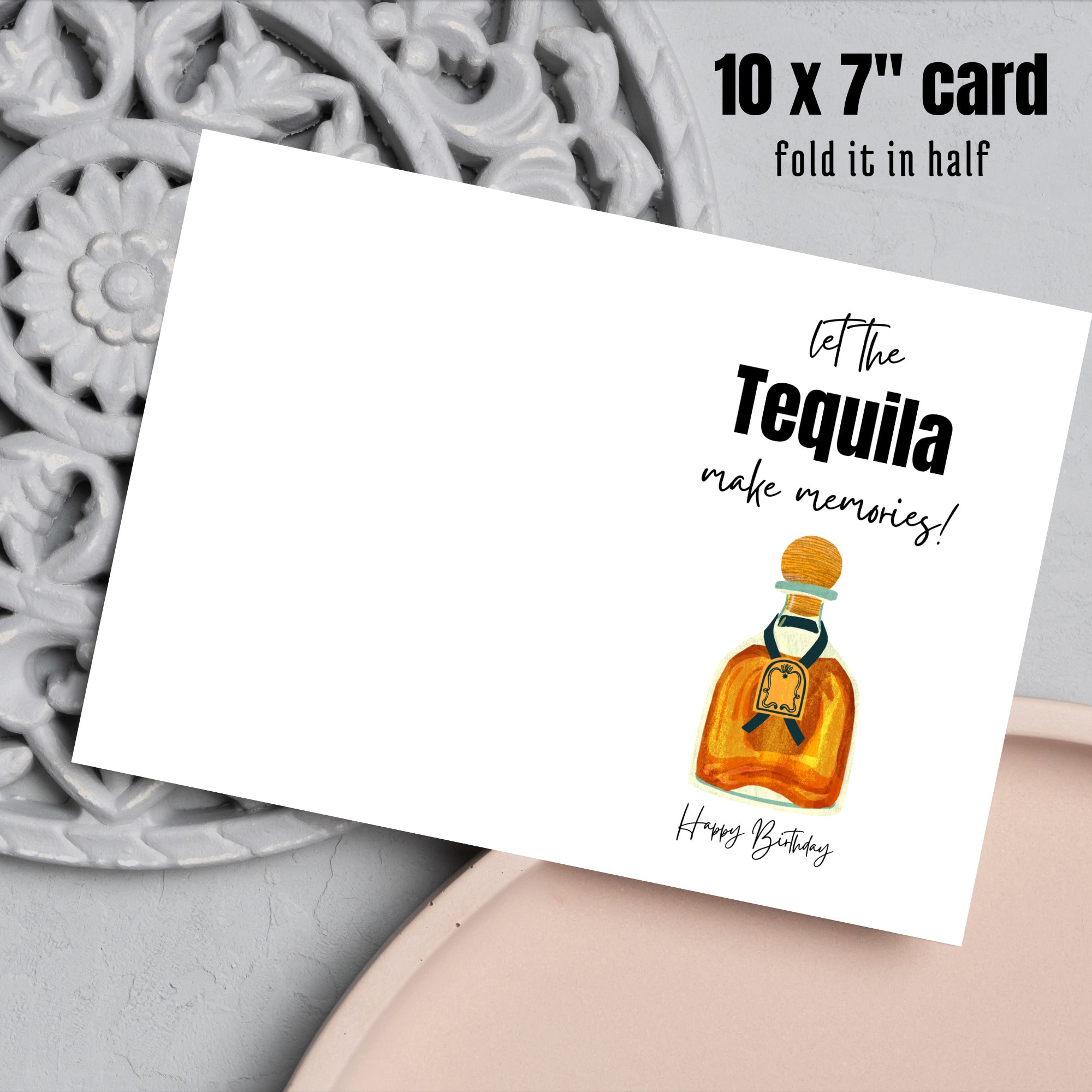 Tequila Birthday Card Tequila Card Tequila Gifts Funny Mexican Birthday