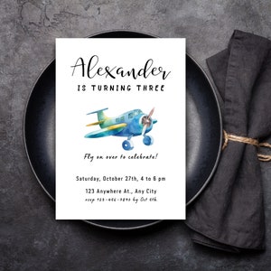Plane Birthday Invitation Plane First Birthday 2nd Birthday Invitat 3rd Birthday Invitation Boy 4th Birthday Boys 4th Birthday Invitation