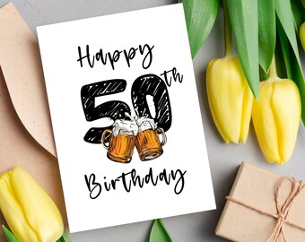 Beer Card 50th Birthday Card 50th Birthday Mens 50th Birthday Woman 50th Birthday Gifts 50th Men Birthday Son's 50th Birthday