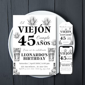El Viejón Invitation Agave Tequila Mexican Fiesta Invitation Tequila Invitation Tequila Party Favors Tequila Birthday 50th Birthday