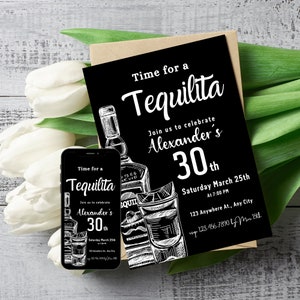 Tequila Birthday Invitation Mexican Invitation Birthday Mexican Theme Invitation Mexican Invitation Digital 30th Birthday Invitation