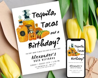 Tacos And Tequila Invitation Taco Birthday Party Invitation Tequila Birthday Invitation Mexican Invitation Birthday Mexican Birthday Invite