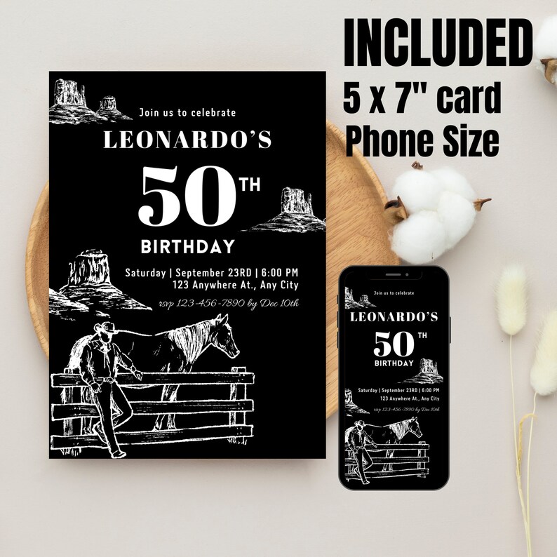 60th Birthday Invit Cowboy Birthday Invitation 40th Birthday Men 40th ...
