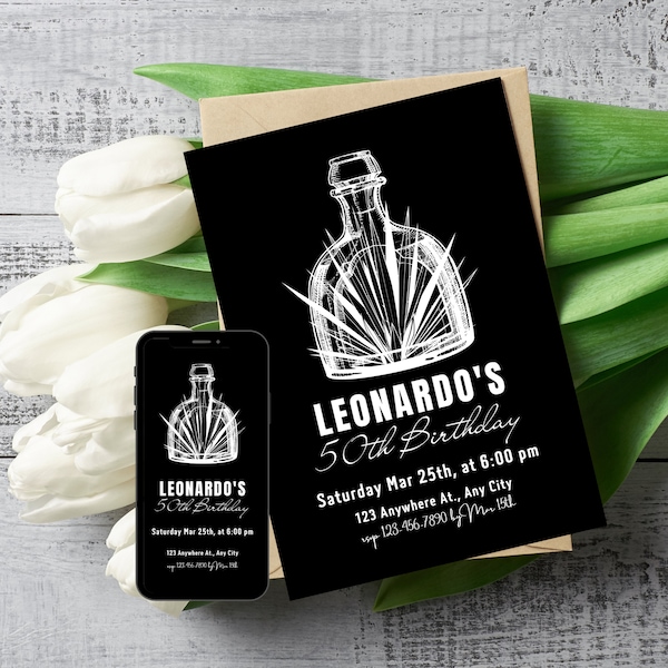 Tequila Birthday Invitation Tequila Invitation 50th 50th Birthday Man 50th Birthday Men Mexican Birthday Invitation 55th Birthday Invit