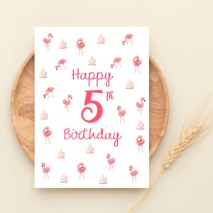 Flamingo Birthday Card 5th Birthday Card 5th Birthday Girl My 5th Birthday Omg Its My 5th Birthday 5th Birthday Gift Flamingo Gift