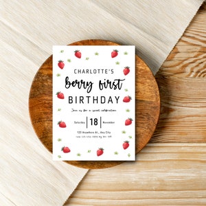 Berry First Birthday Invitation Evite 1st Birthday E-invitation Pink 2nd Birthday Invitat 2nd Birthday Inv 3rd Birthday Inv 5th Birthday