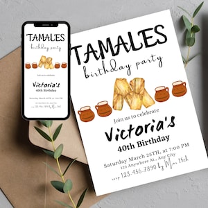 Tamales Birthday Party Invitation Tamales Invitation Mexican Invitation Birthday Mexican Fiesta Invitation 45th Birthday Invitation
