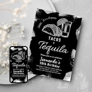 Tacos and Tequila Invitation Drink Tequila Lover 30th Birthday Her 30th Birthday Him 35th Birthday Favors 35th Birthday Party