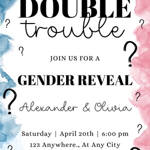 Intimate Gender Reveal Twins Gender Reveal Gender Reveal Invitation