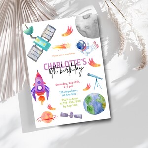 Galaxy Party Invitation Galaxy Theme Invitation Galaxy Birthday Invitations 12th Birthday 13th Birthday 9th Birthday 10th Birthday 9th 7th