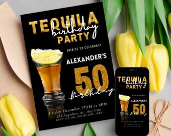 Tequila Birthday Invitation Mexican Invitation Birthday Mexican Fiesta Invitation Mexican Style Invitation 55th Birthday Invitation