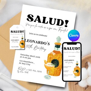 37th Birthday Tequila Birthday Invitation Salt Tequila Lime Patron Tequila Tequila Invitation Editable Mas Tequila Agave Tequila Canva