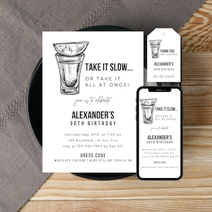 Tequila Invitation Editable Tequila Party Favors Tequila Watercolor Tequila Birthday 33rd Birthday 32rd Birthday 35th Birthday 39th Birthday
