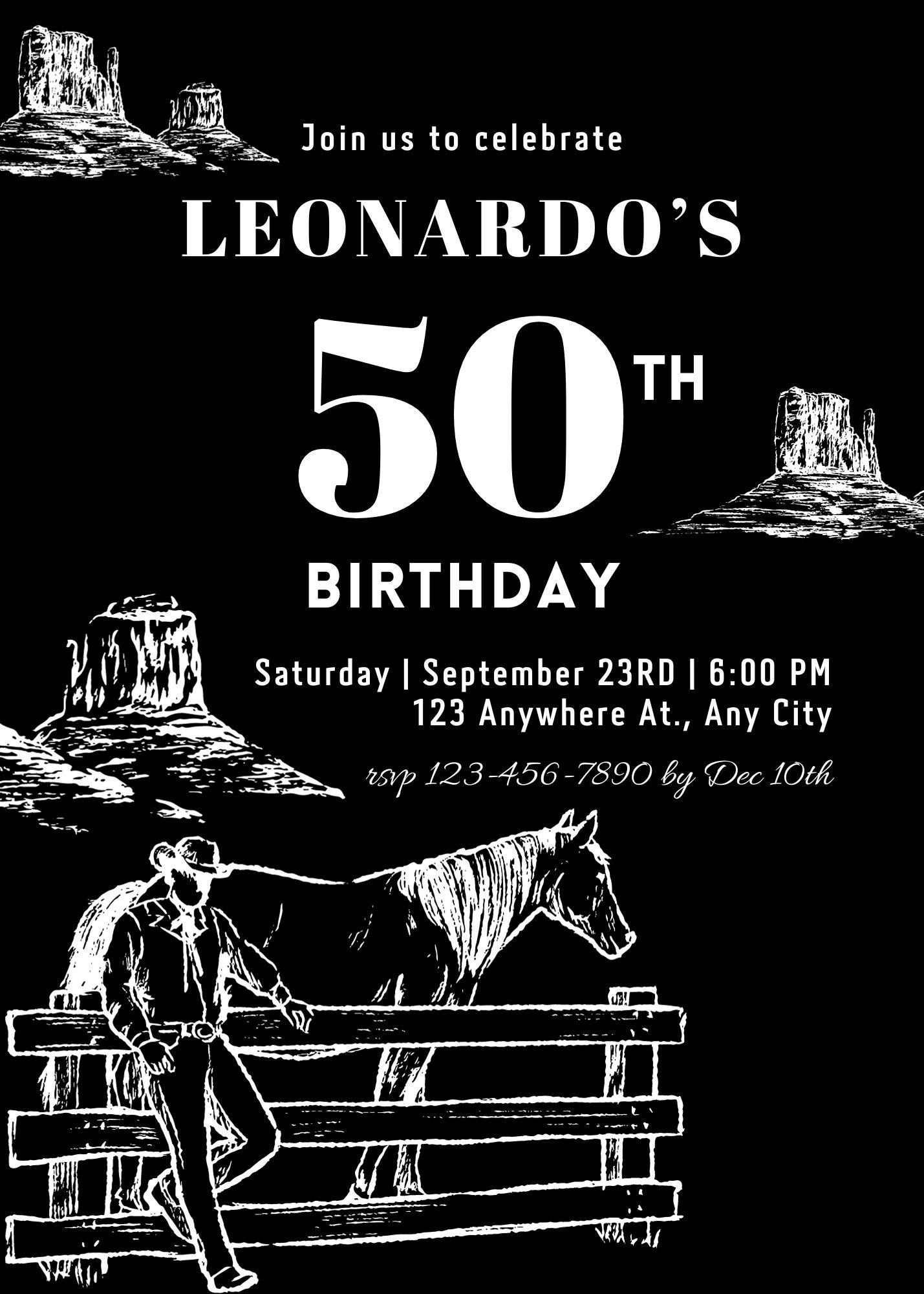 60th Birthday Invit Cowboy Birthday Invitation 40th Birthday Men 40th ...