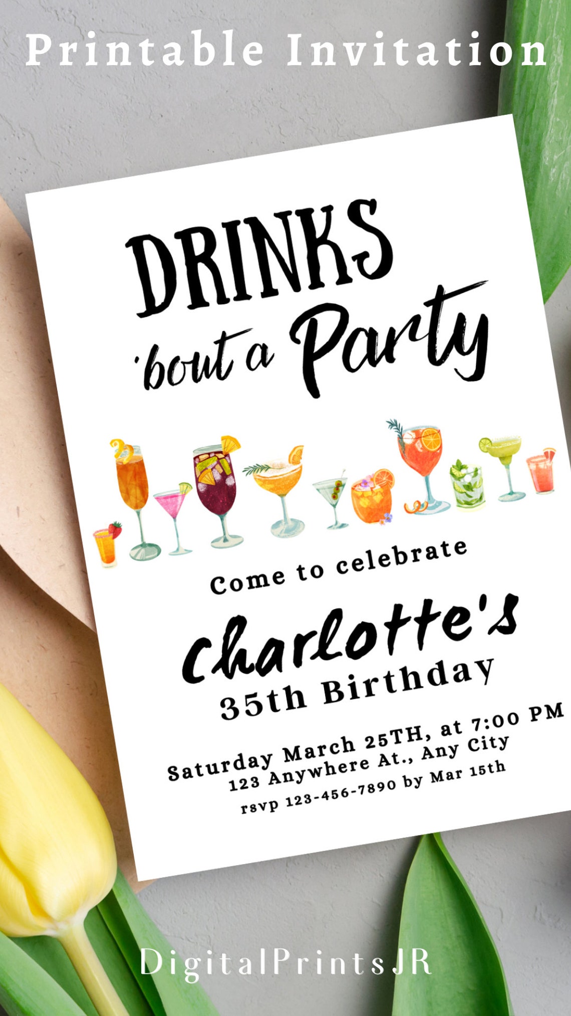 Drinks Party Invitations Drinks Birthday Invitation Drinks Invite