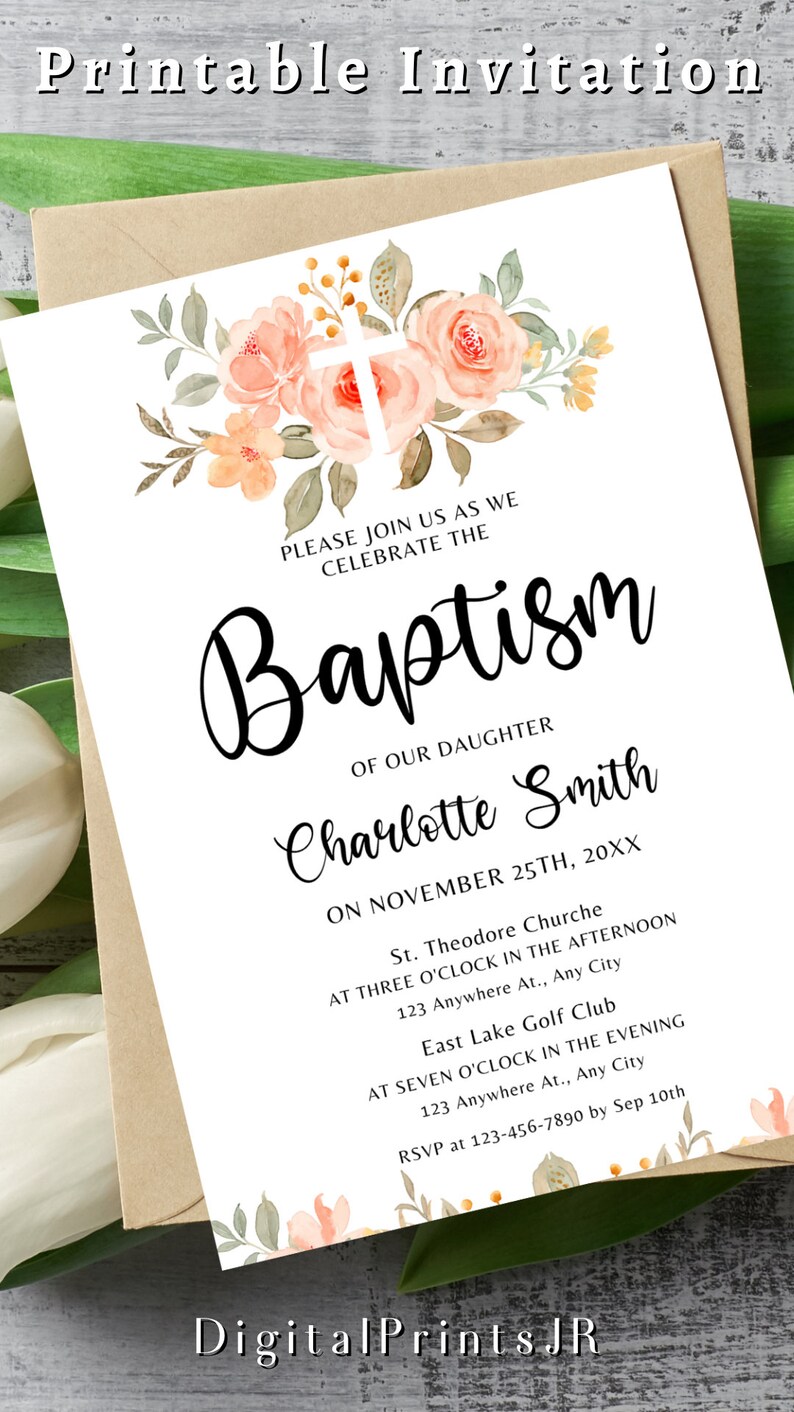 Lds Baptism Invites Lds Girl Baptism Invitation Baptism Invitations E ...