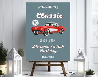Panneau de bienvenue classique 70e anniversaire de voiture 70e anniversaire Décoration 70e anniversaire homme 70e anniversaire homme Décoration 70e anniversaire homme 70e