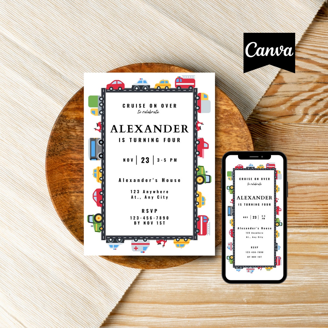 Evite 1st Birthday 2nd Birthday Inv Car Theme Birthday Invite Car 3rd ...