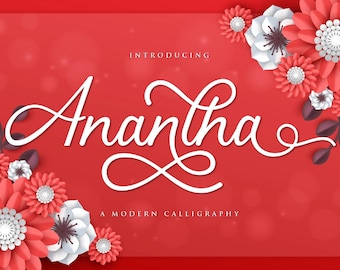 Anantha Font - Handwritten Font, Handlettered Font, Calligraphy, Signature, Brush lettering, Script Font, Cricut, Canva, Commercial Use