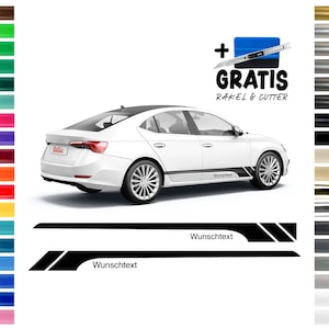 CurvedLine side stripe set/decor universal suitable for Skoda Octavia with desired text in desired color