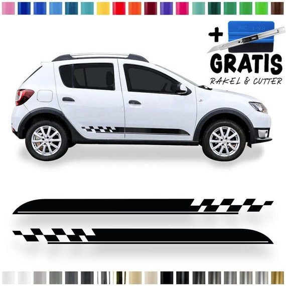 Fasce Strisce Adesive Scritta Rovinata Auto Sportelli Laterale Dacia Duster 3 serie DC DT 18