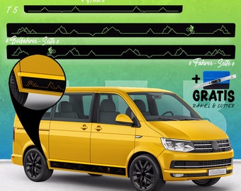 Sticker - Side Stripe Set/Decor suitable for Volkswagen / VW T5 & T6 Mountain Silhouette in desired color