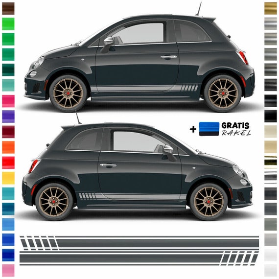 Adesivi Decorativi Per Fiat Abarth 500/595 - Strisce Laterali In Vinile Nero - Foto 10