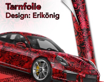 Erlkönig Rot Autofolie, Car Wrapping mit Luftkanälen, Tarnfolie für Prototypen-Fahrzeuge