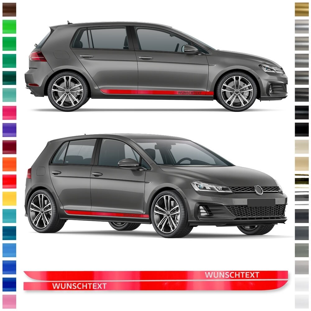 Fußmatten passend für VW Golf 7 Sport Tuning Qualität Zubehör Automatten  (Zierband Rot) 2-teilig Velours schwarz