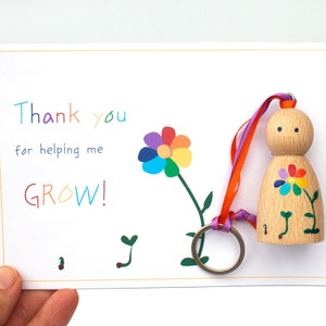 Merci de m'avoir aidé à grandir, porte-clés et carte personnalisés pour professeur, cadeaux personnalisés pour professeur, cadeau pour professeur de maternelle ou assistante maternelle