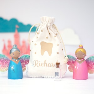 Muñeca de hada de los dientes con bolsa portamonedas personalizada