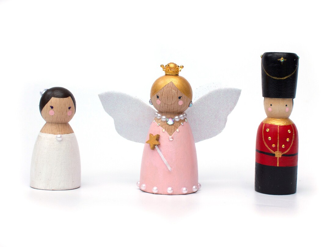 Christmas Nutcracker Peg Dolls, Nutcracker Ornament, Sugarplum Fairy