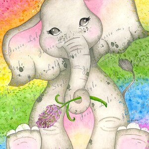 Rainbow Baby Elephant - Print