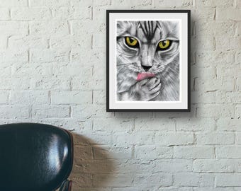 11"x14" PRINT - Intense Cat Bath