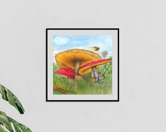 14"x11" PRINT - Whimsical Worlds: A Fairy's Reading Nook