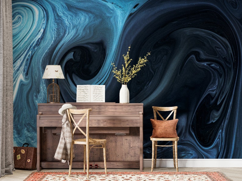 Watercolor Blue Peel and Stick Wallpaper Blue Sky Abstract Etsy