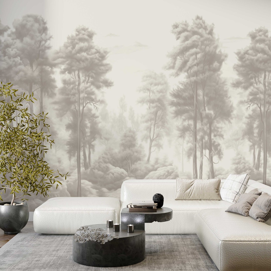 Foggy Forest Appear Wallpaper Design for Home Decor-vintage Room Decor ...