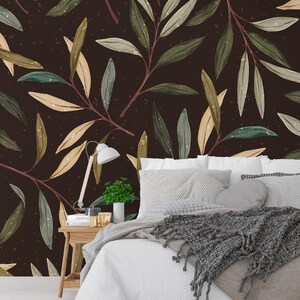Green Olive Branch Botanical Wallpaper, Olive Branch Wallpaper