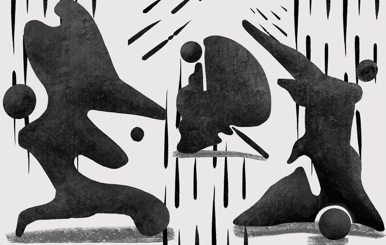 Black and White Midcentury Modern Art Style and Design Etsy