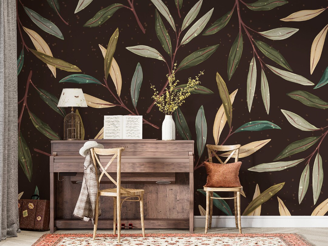 Green Olive Branch Botanical Wallpaper, Olive Branch Wallpaper