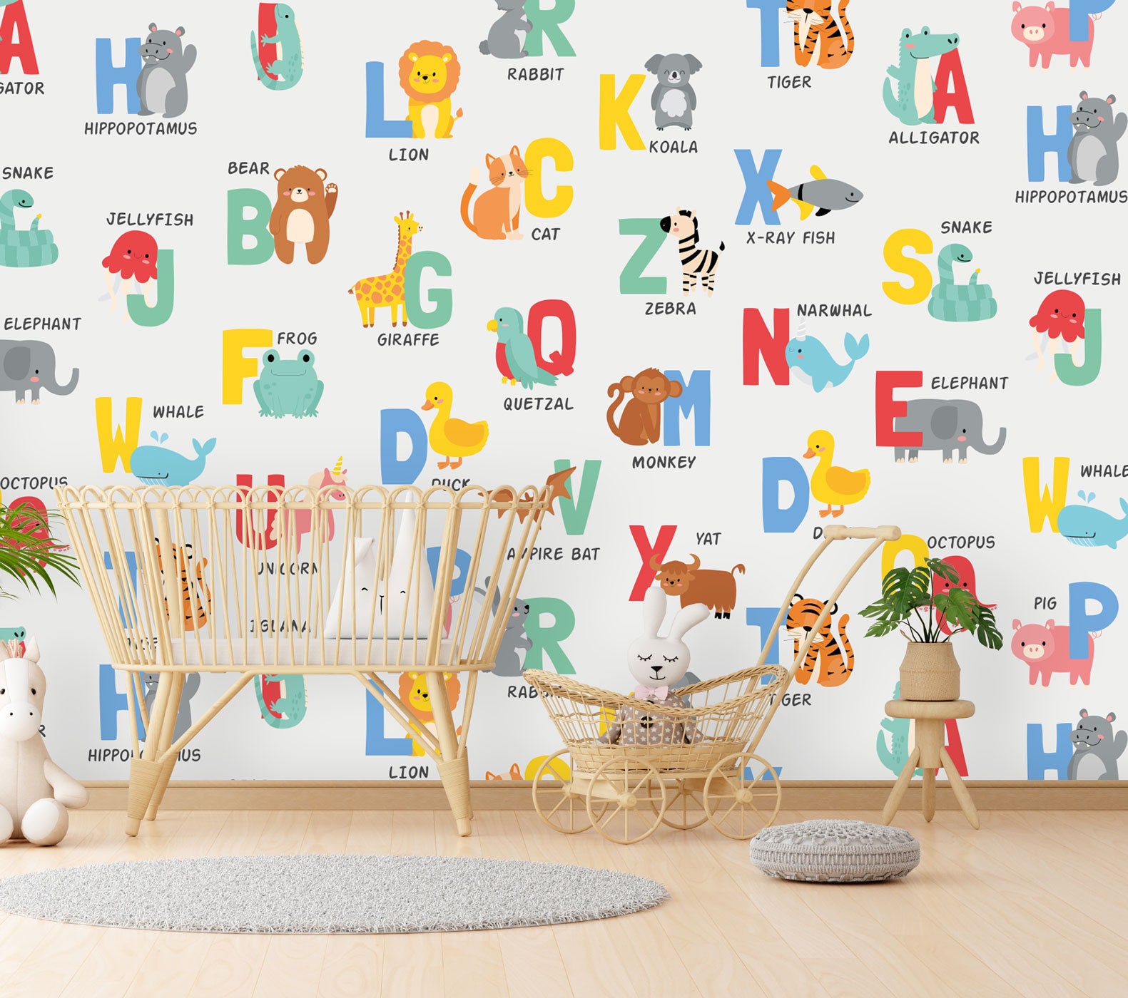 Alphabets With Animals Wallpaper Colorful Alphabets - Etsy