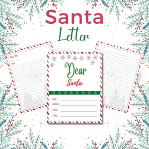 Carta a Papá Noel / Lista de deseos navideños para niños / Lista de deseos de Querido Papá Noel / Fácil de imprimir / Papel de carta de Papá Noel / PDF para imprimir en casa / Plantilla de Papá Noel